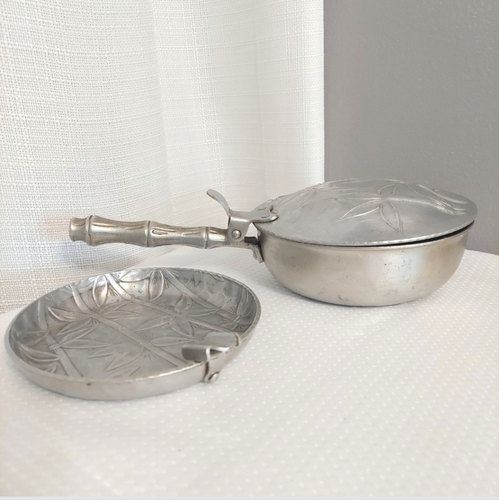 Everlast Silent Butler W Ashtray Insert Bamboo Print Aluminum Hand Forged